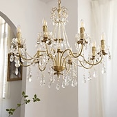 abordables Lustres style bougie-lustre led plafonnier en cristal 6/8 tête k9 cristal conception unique lumières encastrées en acier inoxydable led style nordique lustres de style bougie 110-120v 220-240v