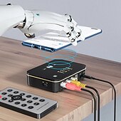 abordables Periféricos de ordenador-Receptor y transmisor bluetooth 5,0 2 en 1, fm estéreo, aux, jack de 3,5mm, rca, llamada óptica con manos libres, adaptador de audio inalámbrico bluetooth nfc para tv
