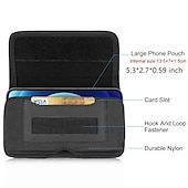baratos saco de telefone universal-Bolsa de transporte horizontal com clipe para cinto de telefone de tecido de nylon de 4,7 a 6,8 polegadas com slot para cartão