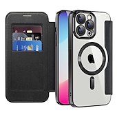 preiswerte Handyhülle für iPhone-Handyhülle für iPhone 16e Apple AirTag iPhone 16 iPhone 15 Pro Max Plus 14 13 12 11 Wallet Case mit Magsafe transparentem Kartensteckplatz Retro TPU PU-Leder