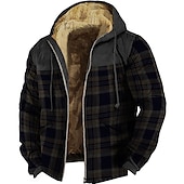 economico Felpa con cappuccio in pile-Per uomo Felpa con cappuccio a zip intera Felpa con cappuccio e zip Felpa con cappuccio in pile Nero Blu Marrone Grigio Con Cappuccio Plaid Con zip Sport &amp; Outdoor Quotidiano Ferie Poliestere
