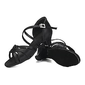 cheap Latin Shoes-Girls&#039; Latin Ballroom Dance Shoes Silk Salsa Tango Trainning Practice Dancing Shoes Low Heel 4cm