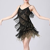 abordables Vestidos de Práctica-Baile Latino Vestido Borla Color Puro Corte Mujer Rendimiento Entrenamiento Sin Mangas Cintura Alta Poliéster