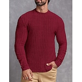 economico magliette di base-Per uomo Maglietta Camicia a Maniche Lunghe Manica Lunga Girocollo Primavera &amp; Autunno Semplice Striscia di Fossa Moda Designer Essenziale Lavoro a maglia Vacanza Streetwear Uscire Vinaccia Nero Blu