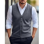 preiswerte Herren Strickjacke-Herren Weihnachtspullover Pullunder Kleid Pullover Strickjacke Gerippt Stricken Standard Tasche Strick Glatt V Ausschnitt Warm-Ups Moderne zeitgenössische Freizeitskleidung Ausgehen Bekleidung Winter