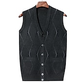 preiswerte Herren Strickjacke-Herren Pullover Pullunder Wollpullover Kaschmir Strickjacke Gerippt Stricken Standard Tasche Strick Raute V Ausschnitt Warm-Ups Moderne zeitgenössische Freizeitskleidung Ausgehen Bekleidung Winter