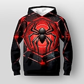 cheap Boy&#039;s 3D Animals-Halloween Boys 3D Spider Hoodie Pullover Long Sleeve 3D Print Fall Winter Fashion Streetwear Cool Kids 3-12 Years Outdoor Casual Daily Regular Fit
