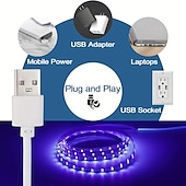 economico Strisce luminose USB-striscia di luce nera a led uv, luce viola con usb o batteria smd2835, luce uv 380-400nm per danza fluorescente, rivestimento corpo uv, lampada a luce nera non impermeabile