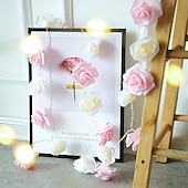 abordables Guirlandes lumineuses à piles-Guirlande lumineuse élégante de roses pour réception de mariage, guirlande lumineuse à piles 40/20/10 LED 6 m/3 m/2 m pour Noël&amp;amp;décorations de fête, décorations de mariage et de Saint-Valentin