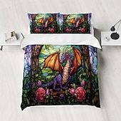 voordelige Dekbedovertreksets-2pcs/3pcs retro retro abstract vuurdraakpatroon bedset dekbedovertrek lichtgewicht en zacht geschikt voor volwassenen en kinderen groot bed klein bedset