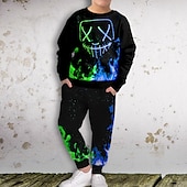 お買い得  男の子の3Dスポーツ＆ゲーム-男の子 3D 抽象的 スウェット＆スウェットパンツセット セット 長袖 3Dプリント 秋 冬 活発的 ファッション クール 子供 3〜12年 アウトドア バケーション ストリート レギュラー
