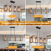 economico Modello a candelabro-illuminazione dell&#039;isola della cucina, lampada a sospensione della fattoria della sala da pranzo a 4 luci, lampada a sospensione moderna nera, lampada da tavolo da biliardo, finitura in legno e