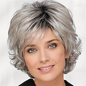 voordelige oudere pruik-Synthetische pruiken Gekruld Pixie-kapsel Pruik Kort Grijs Licht blond Synthetisch haar Dames Modieus ontwerp Verstelbaar comfy Blond Donker Grijs