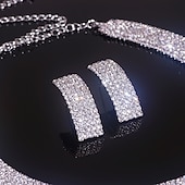 cheap Jewelry Sets-Bridal Jewelry Sets 1 set Rhinestone 1 Necklace Earrings Women&#039;s Fashion Personalized Simple Classic Precious Geometric Jewelry Set For Wedding Anniversary Wedding Guest