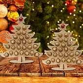 זול לוח שנה של אדונט-עץ חג המולד Advent מעץ 2025 לוח שנה לספור לאחור של 24 ימים לחג המולד עם שוקולדים מתקן דונאט בצורת לב קישוטי מסיבה לעבודה בגן ילדים בנים ובנות קטנים
