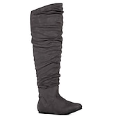 olcso Női csizmák-Női Csizmák Fordított bőr cipő Slouchy Boots Extra méret Szabadtéri Napi Tömör szín Térd fölé érő csizmák Középborjú csizma Tél Cipzár Lapos Kerek orrú Alkalmi Kényelmes minimalizmus Fordított bőr