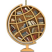 お買い得  木のアクセサリー-クリスマスツリーの装飾、スクエアハートの本棚ペンダント、図書館の本棚のハートの飾り、部屋の装飾
