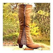 levne Cowboy &amp; Western Boots-dámské vintage westernové boty s krajkovými detaily a bočním zipem, semišové boty do půlky lýtek pro ležérní a venkovský styl