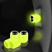 cheap Car Body Decoration &amp; Protection-50pcs Fluorescent Skull Car Tire Valve Valve Stem Cover, ABS Corrosion Resistant Wheel Valve Cover, Glow In The Dark, Car Decoration Accessories