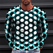 voordelige 3D T-shirts-Voor heren Grafisch Meetkundig T-shirt Lange mouw T-shirt 3D-afdrukken Strakke ronde hals Overhemd Modieus Ontwerper Casual Buitensporten Feestdagen Uitgaan Geel blauw Rood Lente &amp; Herfst Kleding S M