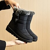Недорогие Снежные и зимние ботинки-женские водонепроницаемые зимние ботинки для снега - теплые, нескользящие ботинки для улицы с меховой подкладкой для холодной погоды