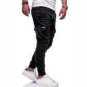 abordables Pantalones cargo-Hombre Pantalones cargo Persona que practica jogging Pantalones Retazos Bolsillo con cremallera Color sólido Comodidad Transpirable Casual Diario Ropa de calle Deportes Moda Negro Blanco Microelástico