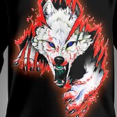 billiga Pojkens 3D-djur-Pojkar 3D Varg Sweatshirt &amp; Sweatpants Set Set Långärmad 3d-utskrivning Höst Vinter Aktiv Mode Häftig Barn 3-12 år Rund hals Utomhus Semester Gata Normal