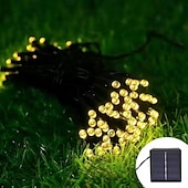 olcso Halloween szabadtéren-Kültéri Vízálló Napelem LED Füzér Fények 5M-20LEDs 7M-50LEDs 12mM-100LEDs 22M-200LEDs Tündér Fény Ünnepi Világítás Fához Fények Esküvői Party Karácsony/Halloween Kerti Beltéri Kültéri Dekoráció