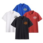 cheap Men&#039;s Custom Clothing-Men&#039;s Lapel Polo Graphic Polo Button Up Polos Polo Shirt Cotton Polo Shirt Animal Dinosaur Graphic Prints Turndown Maroon Custom Print Black White Yellow Outdoor Street Short Sleeve Print Clothing