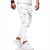 abordables Pantalones cargo-Hombre Pantalones cargo Persona que practica jogging Pantalones Retazos Bolsillo con cremallera Color sólido Comodidad Transpirable Casual Diario Ropa de calle Deportes Moda Negro Blanco Microelástico
