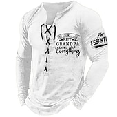 voordelige Vintage T-shirts-Voor heren Grafisch opa T-shirt Lange mouw T-shirt 3D-afdrukken Overhemd Modieus Dagelijks Buiten Casual Feestdagen Uitgaan Zwart Wit Bordeaux Lente &amp; Herfst Kleding S M L XL 2XL 3XL