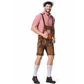preiswerte Männer-Oktoberfest Lederhosen Hemd Bayerisch Bayerisch Deutsch Wiesn Herren Stoff im traditionellen Stil Bluse Shorts Hut