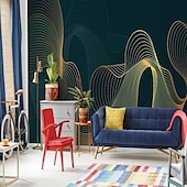 voordelige Behang-cool wallpapers 3d abstracte muurschildering behang muurschildering muurstickers bladeren abstracte schets foto geschikt voor hotel woonkamer slaapkamer art deco