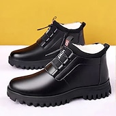 preiswerte Winter- und Schneestiefel-Herren Stiefel Winterstiefel Fleece-Futter Wanderschuhe Geschäftlich Brautkleider schlicht Täglich PU Wasserdicht Warm Stiefeletten / Stiefeletten Schnürsenkel Schwarz Winter