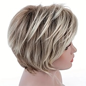 levne starší paruka-Syntetické paruky Volný Střih Pixie Paruka Krátký Zlatavá Ombre Blonde Umělé vlasy Dámské Módní design Přírodní Snadné přenášení Blonďatá