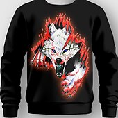 billiga Pojkens 3D-djur-Pojkar 3D Varg Sweatshirt &amp; Sweatpants Set Set Långärmad 3d-utskrivning Höst Vinter Aktiv Mode Häftig Barn 3-12 år Rund hals Utomhus Semester Gata Normal