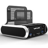 economico Periferiche per computer-Docking station per disco rigido esterno dual bay da USB 3.0 a SATA per 2.5 &amp; HDD/SSD SATA i/ii/iii da 3,5 con clone offline e lettore di schede hub a ricarica rapida che supporta uasp &amp; fino a 2 x 10
