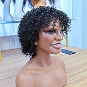 economico parrucca più vecchia-parrucche grigie per le donne nere parrucche intrecciate per le donne nere brevi parrucche ricci con la frangetta ricci parrucche afro per le donne nere parrucca riccia crespa parrucche di capelli