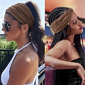 ieftine Accesorii-2 buc bentite pentru femei benzi late pentru cap anti-alunecare boho banda de păr pentru femei la modă înnodate antrenament yoga leopard turban împachetări pentru cap
