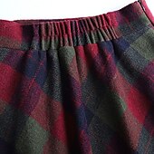 olcso Szoknyák-Női Szoknya A-vonalú Hinta Kockás szoknya Elegáns Divat Maxi Magas derék Szoknyák Kockás Zseb Nyomtatott Vakáció Utca Rubin Kék Zöld Khakizöld Tél Poliészter