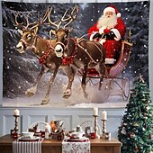 billige hengende juleteppe-juledekorasjoner nisse slede hengende billedvev veggkunst jul stor billedvev veggmaleri dekor fotografi bakteppe teppe gardin hjem soverom stue dekorasjon