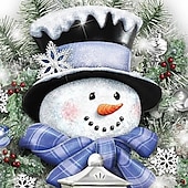 abordables Etiqueta engomada-Pegatinas de pared de invierno con forma de muñeco de nieve y corona de bienvenida cálida, pegatinas navideñas para puertas, paredes y ventanas, decoración del hogar