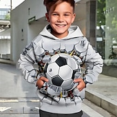 billiga Pojkens 3D Sporter &amp; Spel-Pojkar 3D Fotboll Huvtröja Pullover Långärmad 3D-tryck Höst Vinter Mode Streetwear Häftig Barn 3-12 år Utomhus Ledigt Dagligen Normal