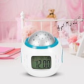 preiswerte Projektorlampe und Laser-Projektor-2023 neue star sky projektor led musik wecker multifunktions kalender temperatur display nachtlicht kinder geschenk