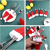 economico Decorazione per Tavolo e Sala da Pranzo-10 pezzi copri coltello e forchetta natalizi, tappi per bottiglie di vino, accessori per utensili da cucina, 10 pz