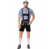 preiswerte Männer-Oktoberfest Lederhosen Hemd Bayerisch Bayerisch Deutsch Wiesn Herren Stoff im traditionellen Stil Bluse Shorts Hut