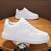 billiga Herrsneakers-Herr Sneakers Kontor / Business Vita skor Promenad Ledigt Dagligen Läder Bekväm Korta stövlar / ankelstövlar Loafers Svart Vit Vår Höst