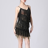 abordables Vestidos de Práctica-Baile Latino Vestido Borla Color Puro Corte Mujer Rendimiento Entrenamiento Sin Mangas Cintura Alta Poliéster