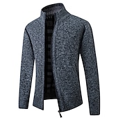 economico Maglioni Cardigan da uomo-Per uomo Cardigan Maglione Maglione con zip A coste Maglia Standard Tasche Lavorato a maglia Liscio Colletto alla coreana Top caldi Contemporaneo moderno Da tutti i giorni Per uscire Abbigliamento