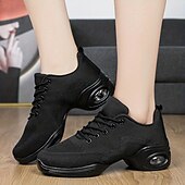 baratos Ténis de Dança-tênis de dança de malha leve femininos – sapatos de jazz respiráveis com cadarço para fitness, zumba e dança hip-hop
